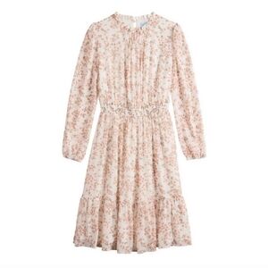 Draper James RSVP Pink Metallic Floral Long Sleeved Midi Dress Women's 2X